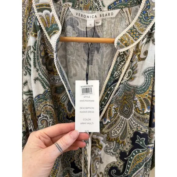 NWT $795 Veronica Beard Kadar Printed Linen Belted Maxi Dress - Picture 8 of 10